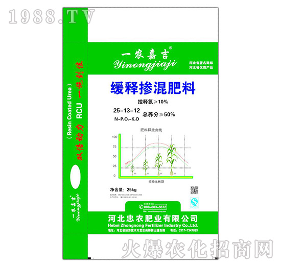 緩釋摻混肥料25-13-12-一農(nóng)嘉吉-忠農(nóng)肥業(yè)