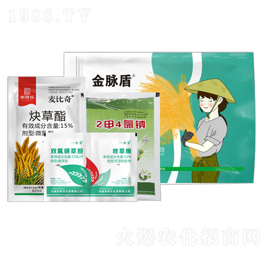 15%炔草酯+50克每升雙氟磺草胺+10%唑草酮+2甲4氯鈉-金脈盾-豐收樂