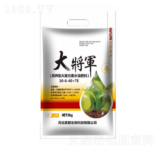 高鉀型大量元素水溶肥料10-6-40+TE 大將軍 英都生物