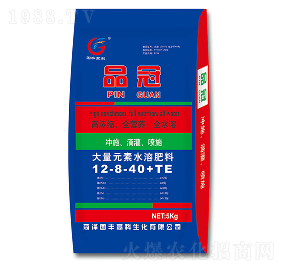 大量元素水溶肥料12-8-40品冠-國豐高科