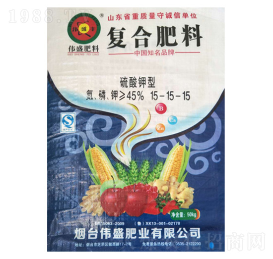 硫酸鉀復(fù)合肥料15-15-15-偉盛肥業(yè)