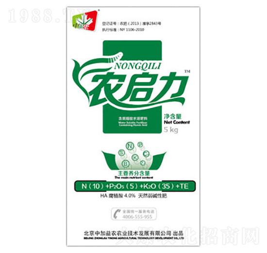 含腐植酸水溶肥料10-5-35+TE-農啟力-中加益農