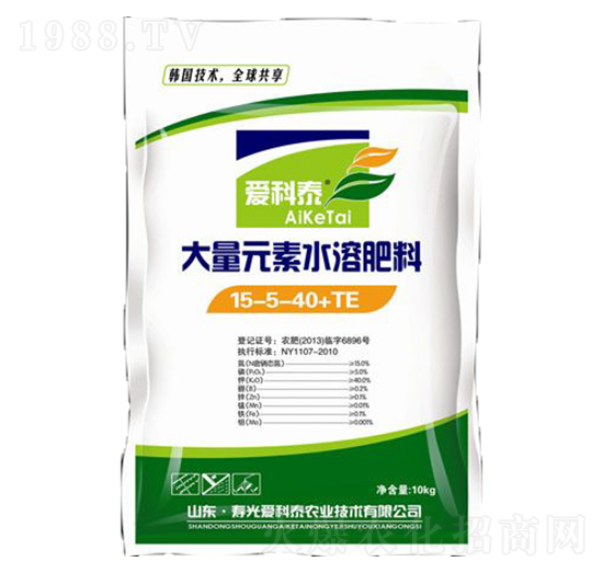 大量元素水溶肥料15-5-40+TE-愛科泰