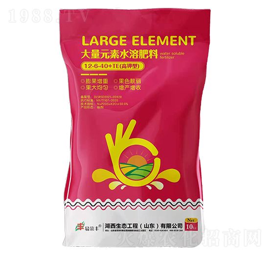 高鉀型大量元素水溶肥料12-6-40+TE-易榮豐-湖西生態(tài)