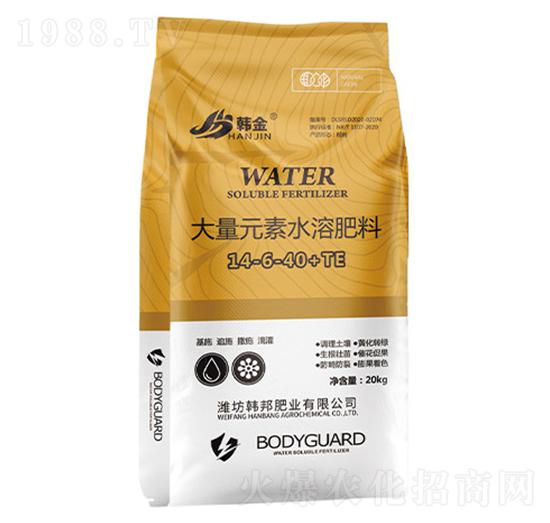 20kg大量元素水溶肥料14-6-40+TE-韓金-韓邦肥業(yè)