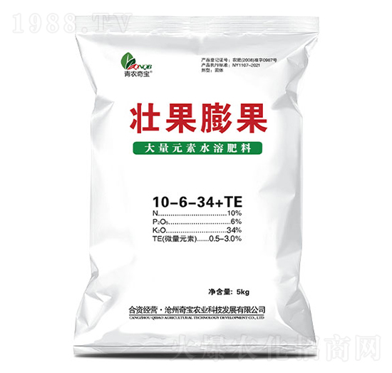 大量元素水溶肥料（5kg）10-6-34+TE-壯果膨果-青農奇寶