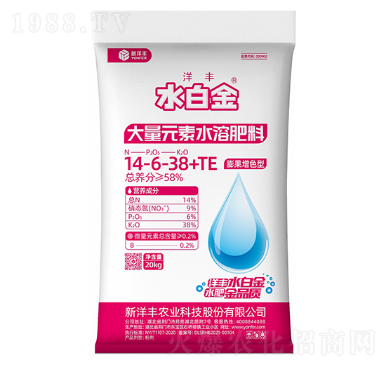 膨果增色型大量元素水溶肥料14-6-34+TE-水白金-澳特爾