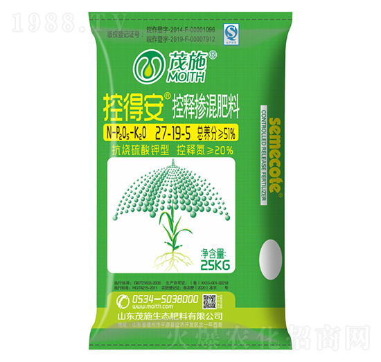 抗燒硫酸鉀型控釋摻混肥料27-19-5-控得安-茂施農業(yè)